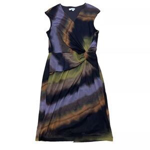 LONDON TIMES Sheath Dress Abstract Multicolor Tie Dye Surplice Cap Sleeve 12